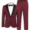 COOFANDY Men’s Wedding Suits 2 Piece Tuxedo Jacket One Button Peak Lapel Suit Jacket Dress Pants for Dinner,Prom,Party Wine Red