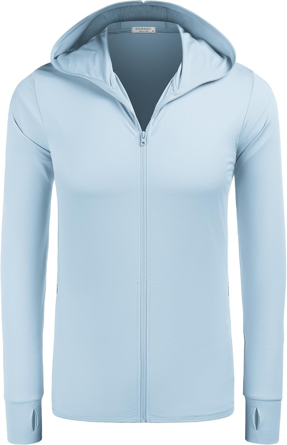 image:imageCOOFANDY FullZip Mens Lightweight Hoodie UPF 50 Breathable Sun Protection Jacket with Pockets for Golf Fishing HikingClear Blue
