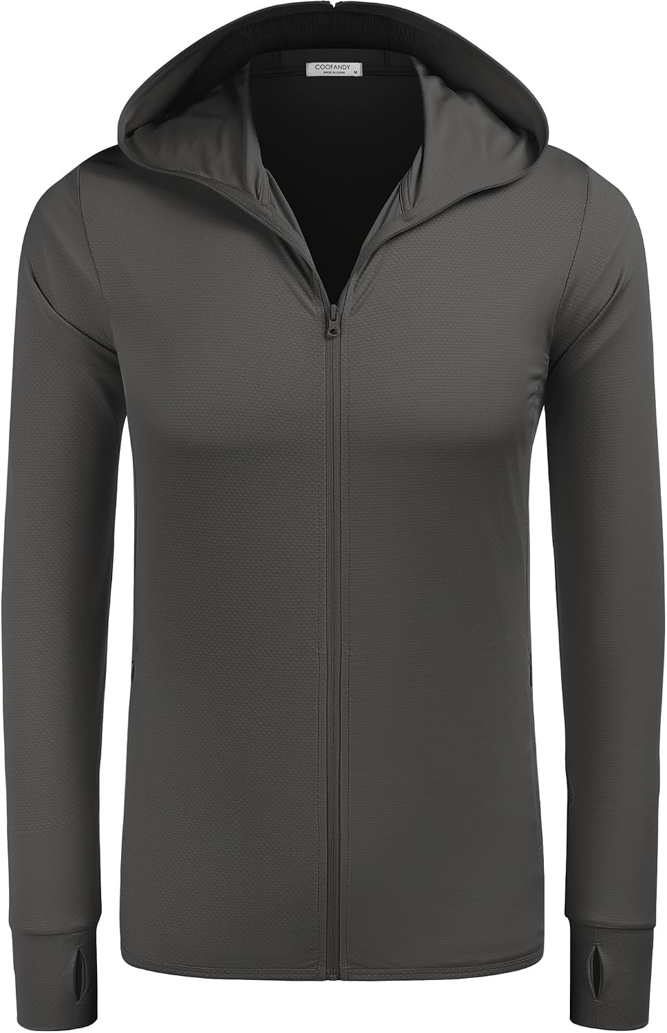 image:imageCOOFANDY FullZip Mens Lightweight Hoodie UPF 50 Breathable Sun Protection Jacket with Pockets for Golf Fishing HikingDark Grey