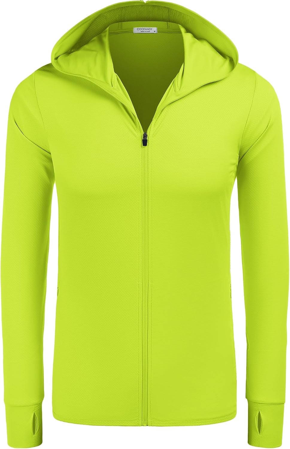 image:imageCOOFANDY FullZip Mens Lightweight Hoodie UPF 50 Breathable Sun Protection Jacket with Pockets for Golf Fishing HikingLemon Green