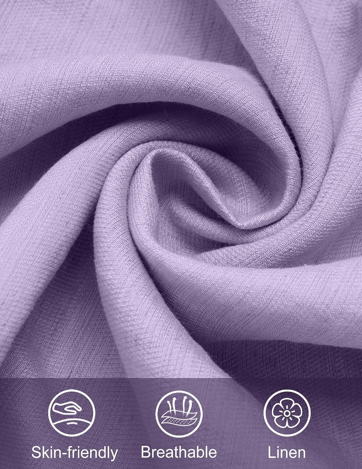 image:imageCOOFANDY Linen Shirts for Men Short Sleeve Button Down Shirt Casual Beach Summer Vacation Shirt with PocketLavender