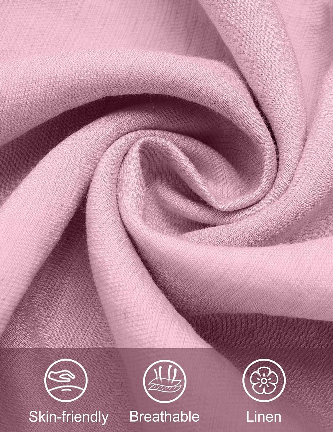 image:imageCOOFANDY Linen Shirts for Men Short Sleeve Button Down Shirt Casual Beach Summer Vacation Shirt with PocketPink