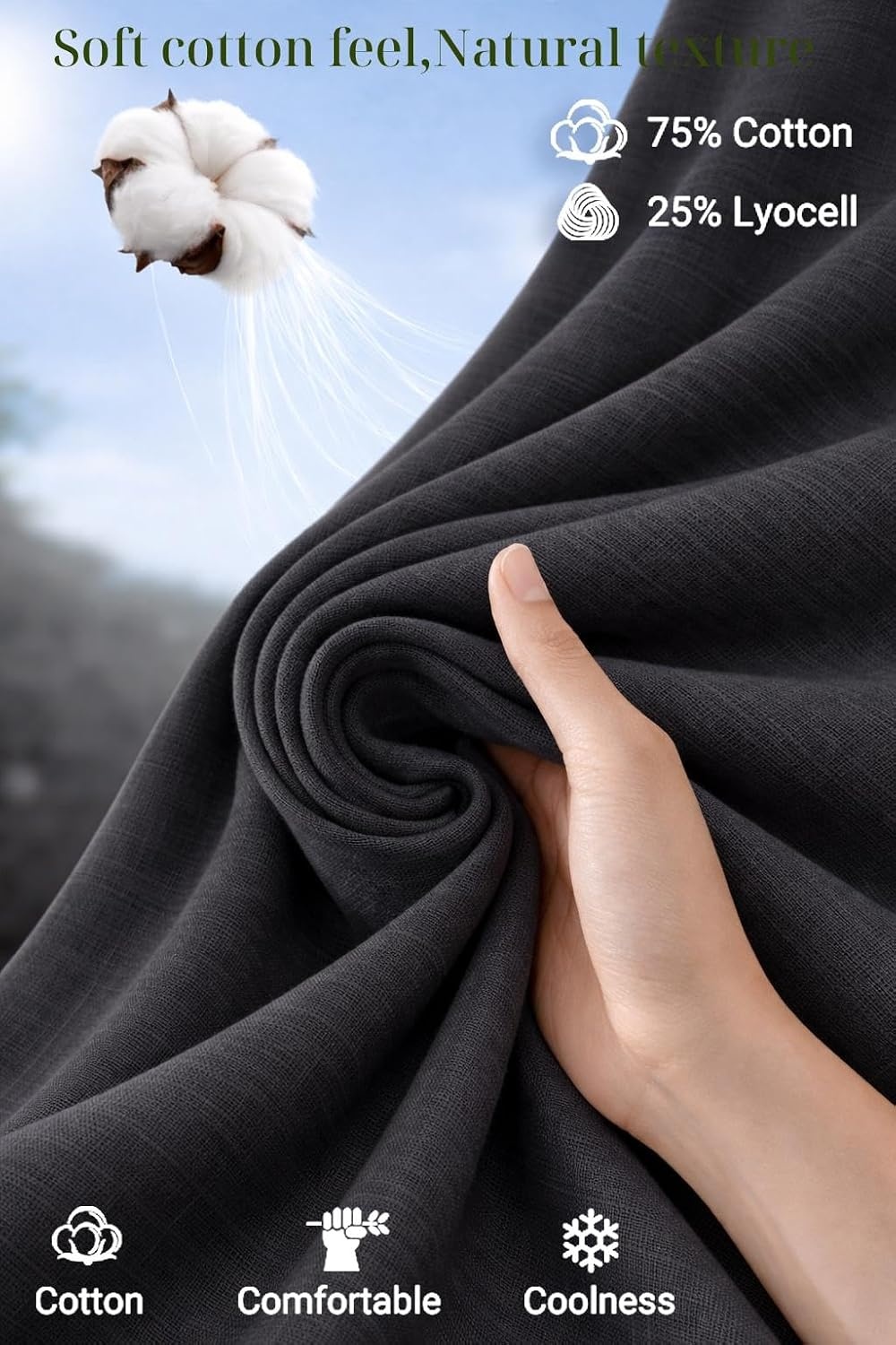 image:imageCOOFANDY Mens Button Down Short Sleeve Shirt Casual Cotton Summer Beach Wedding Linen Shirts with PocketBlack
