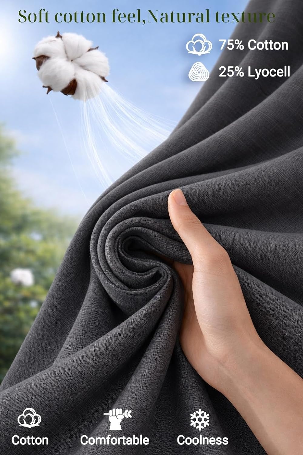 image:imageCOOFANDY Mens Button Down Short Sleeve Shirt Casual Cotton Summer Beach Wedding Linen Shirts with PocketDark Grey