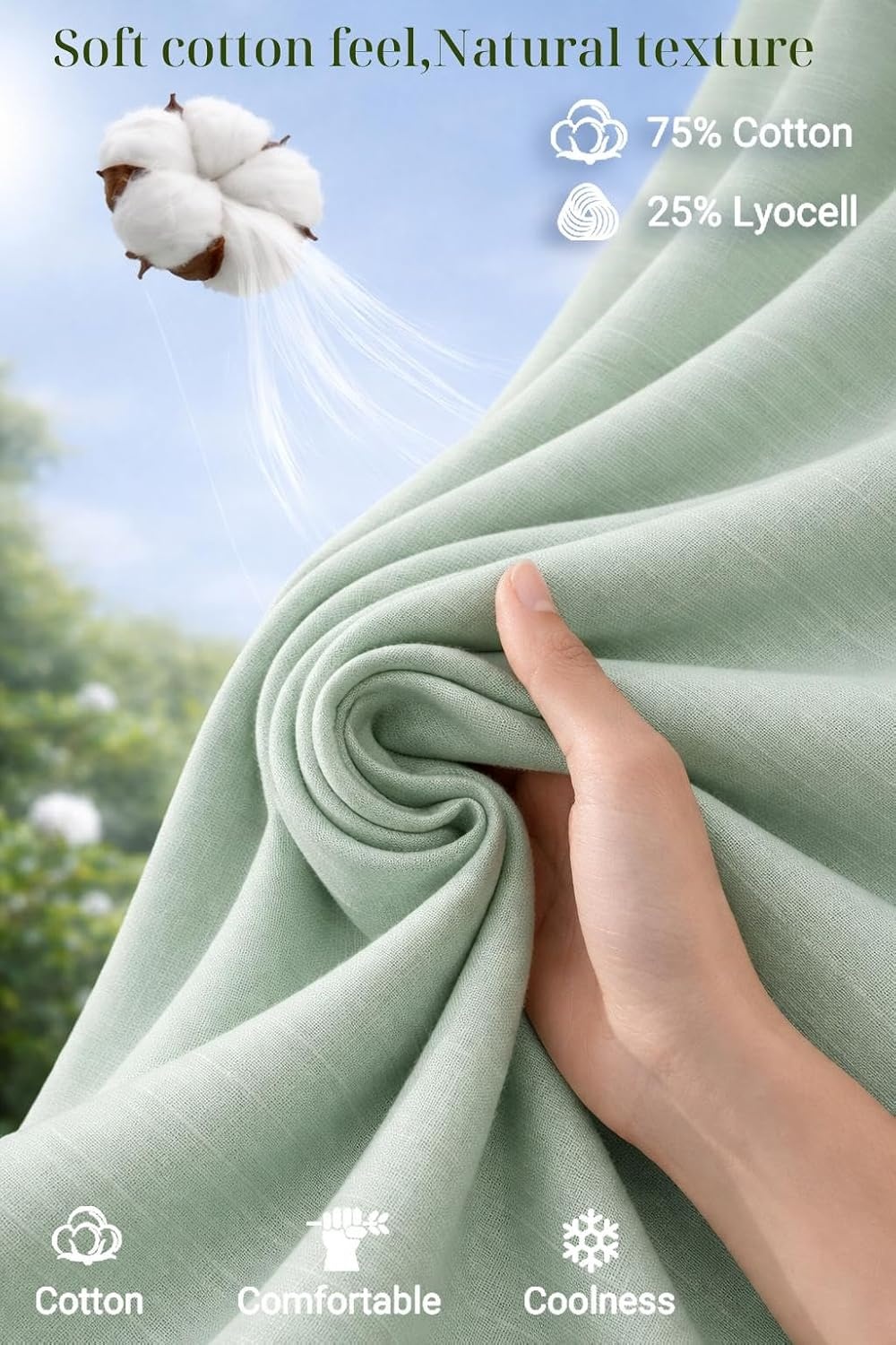 image:imageCOOFANDY Mens Button Down Short Sleeve Shirt Casual Cotton Summer Beach Wedding Linen Shirts with PocketLight Green