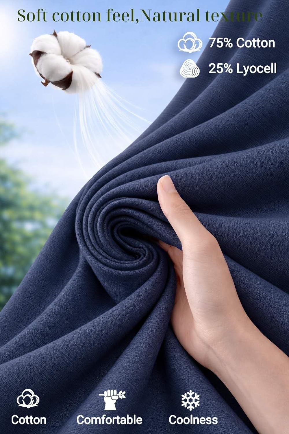 image:imageCOOFANDY Mens Button Down Short Sleeve Shirt Casual Cotton Summer Beach Wedding Linen Shirts with PocketNavy Blue