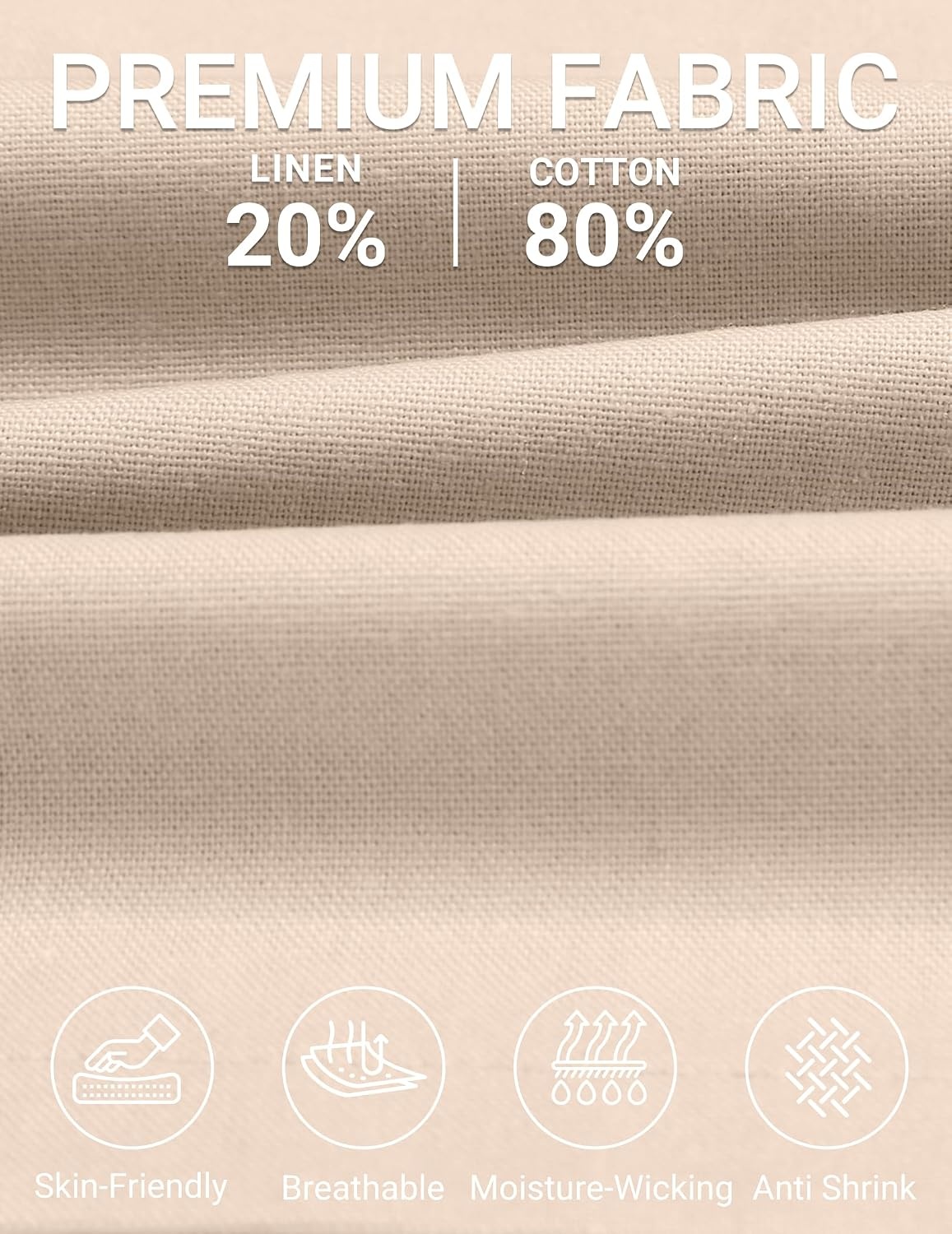 image:imageCOOFANDY Mens Casual Cotton Linen Shorts Elastic Waist Drawstring Shorts Summer Beach VacationBeige