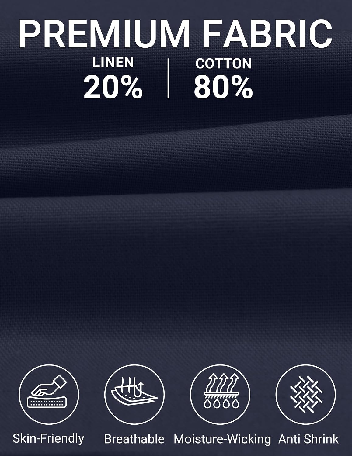 image:imageCOOFANDY Mens Casual Cotton Linen Shorts Elastic Waist Drawstring Shorts Summer Beach VacationNavy Blue