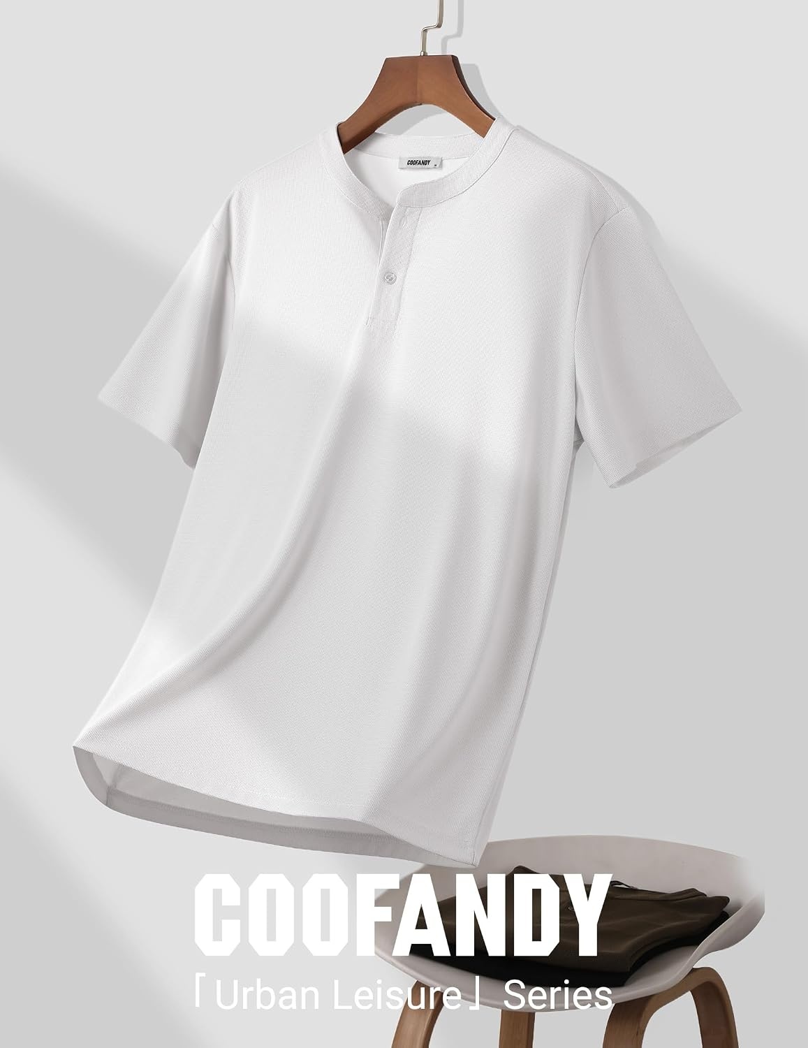 image:imageCOOFANDY Mens Henley Shirts Short Sleeve Texture Casual Button Henley Summer Classic Basic Tee ShirtsWhite
