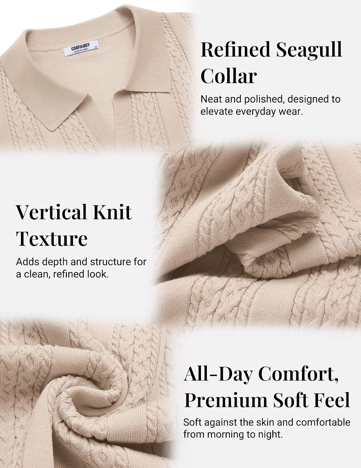 image:imageCOOFANDY Mens Knit Polo Shirts Short Sleeve Textured Polo Shirt VNeck Casual Stretch Summer Golf TopsLight Scarlet