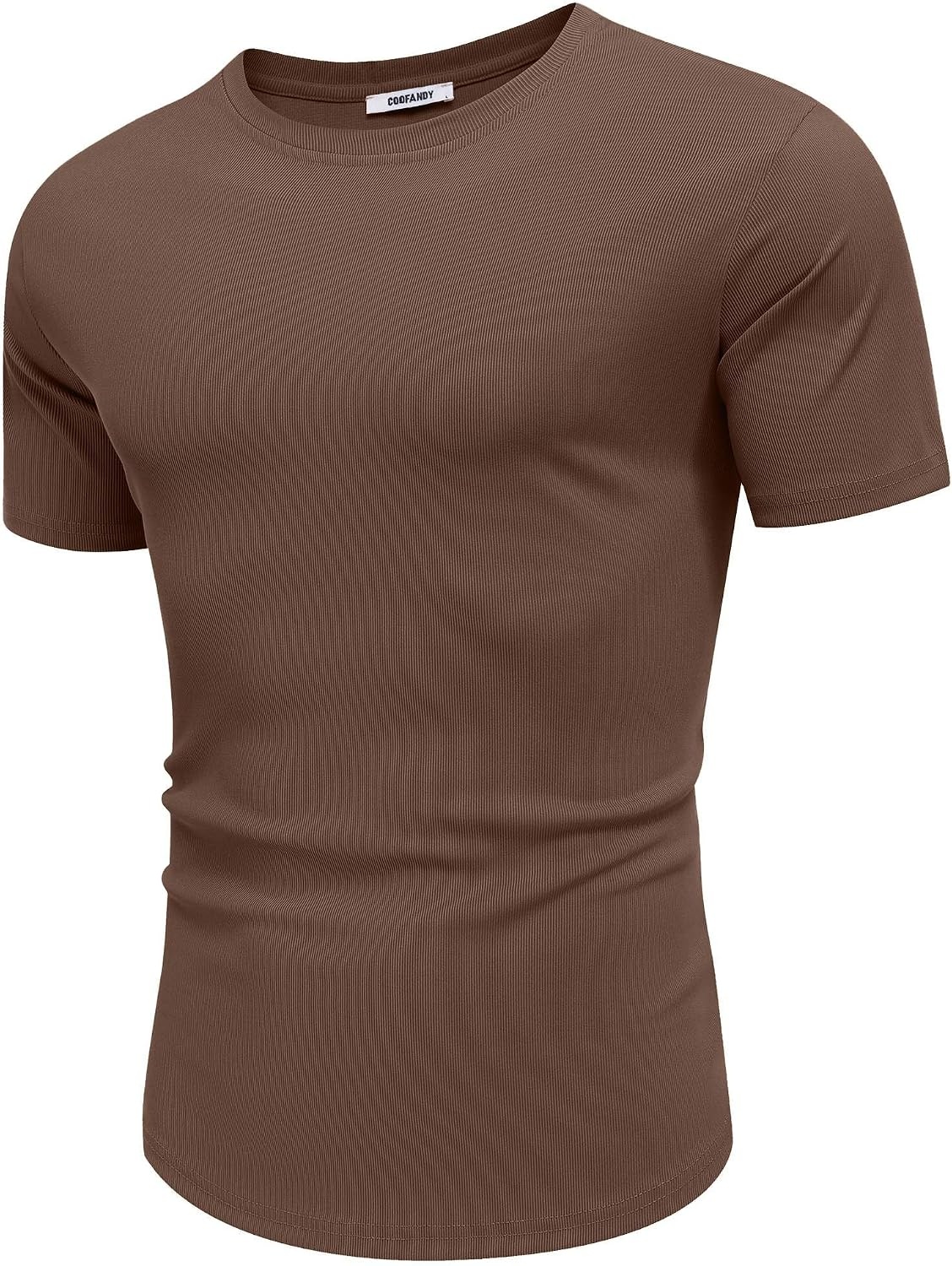 image:imageCOOFANDY Mens Muscle T Shirts Short Sleeve Slim Fit Tshirts Gym Workout Athletic Crewneck ShirtBrown