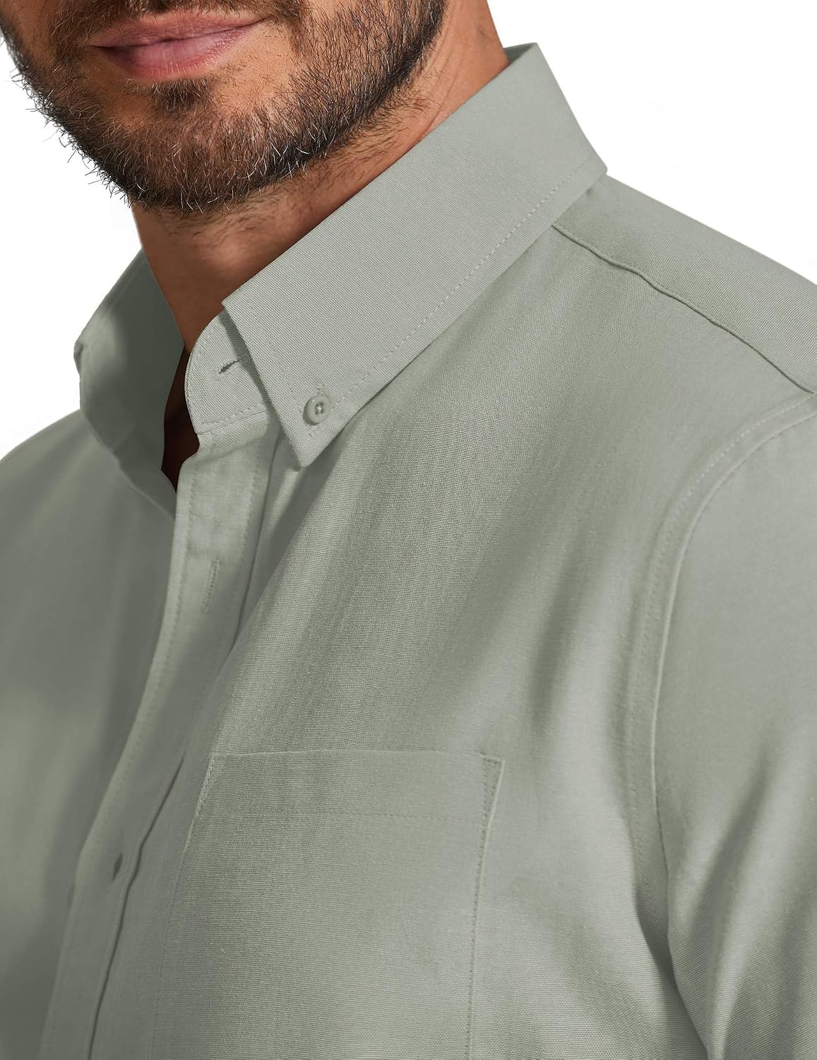image:imageCOOFANDY Mens Short Sleeve Oxford Shirt Casual Button Down Shirts Summer Untucked Dress Shirt with PocketLight Green