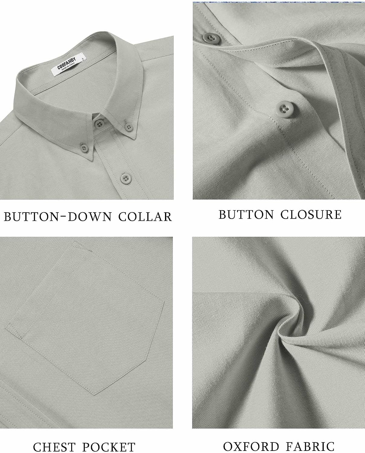 image:imageCOOFANDY Mens Short Sleeve Oxford Shirt Casual Button Down Shirts Summer Untucked Dress Shirt with PocketLight Green