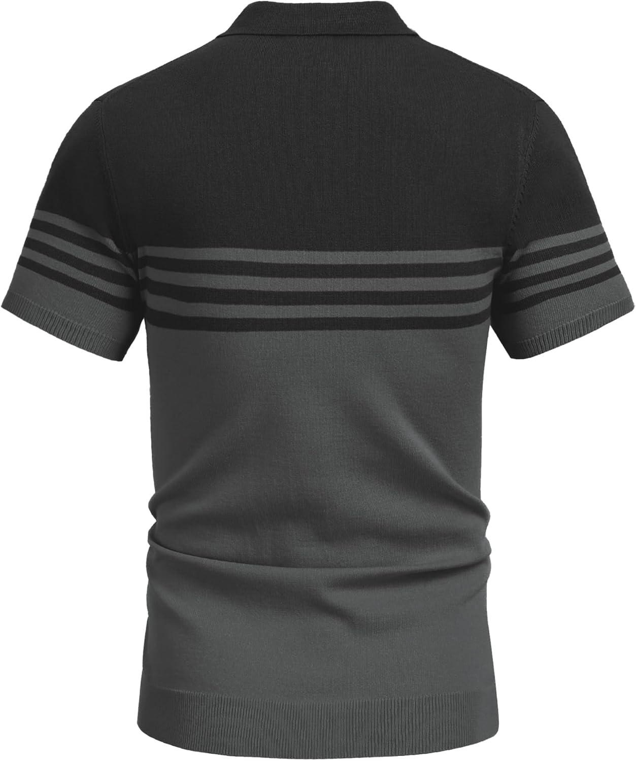 image:imageCOOFANDY Mens Short Sleeve Polo Shirts Vintage Knitted Shirt Casual Button Down Golf ShirtsBlack and Dark Grey
