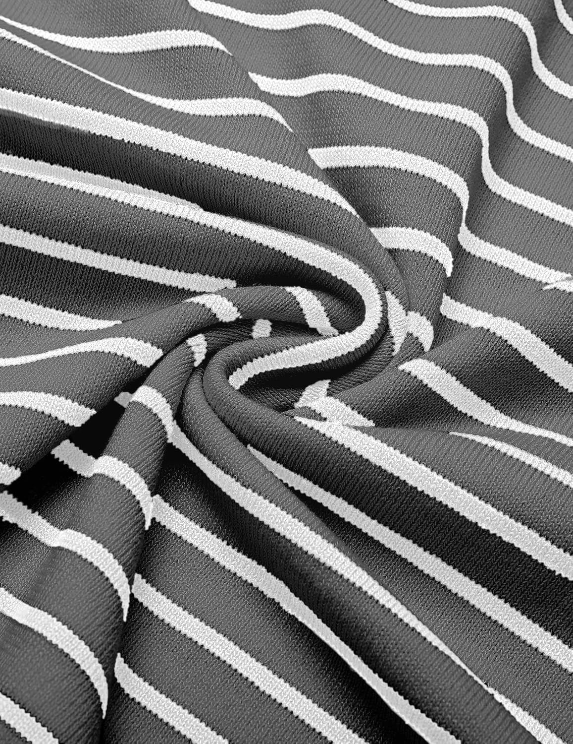 image:imageCOOFANDY Mens Short Sleeve Polo Shirts Vintage Knitted Shirt Casual Button Down Golf ShirtsGrey White Stripes
