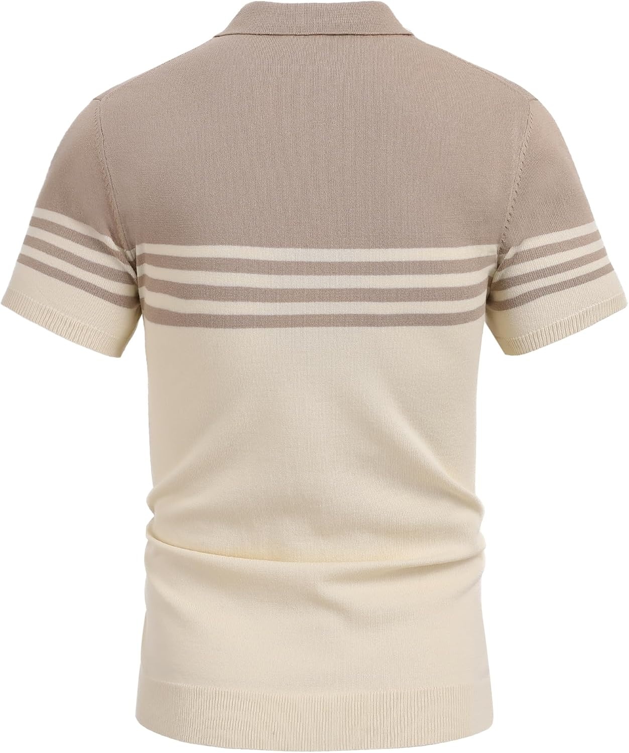 image:imageCOOFANDY Mens Short Sleeve Polo Shirts Vintage Knitted Shirt Casual Button Down Golf ShirtsKhaki and Beige
