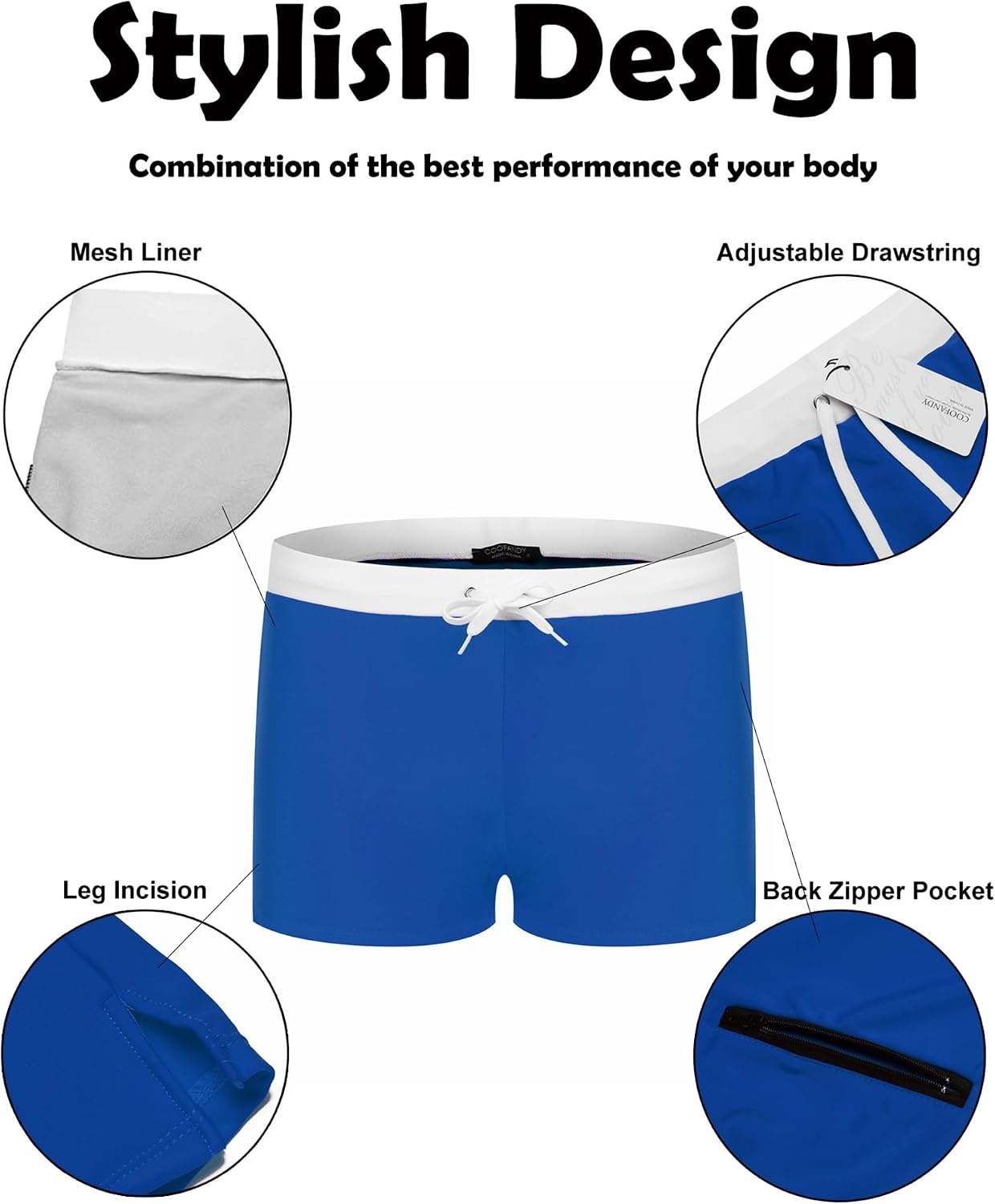 image:imageCOOFANDY Mens Square Leg Swim Briefs Tight Swim Trunks Swimsuit Athletic Bathing Suit Swimwear with LinerA Sky Blue