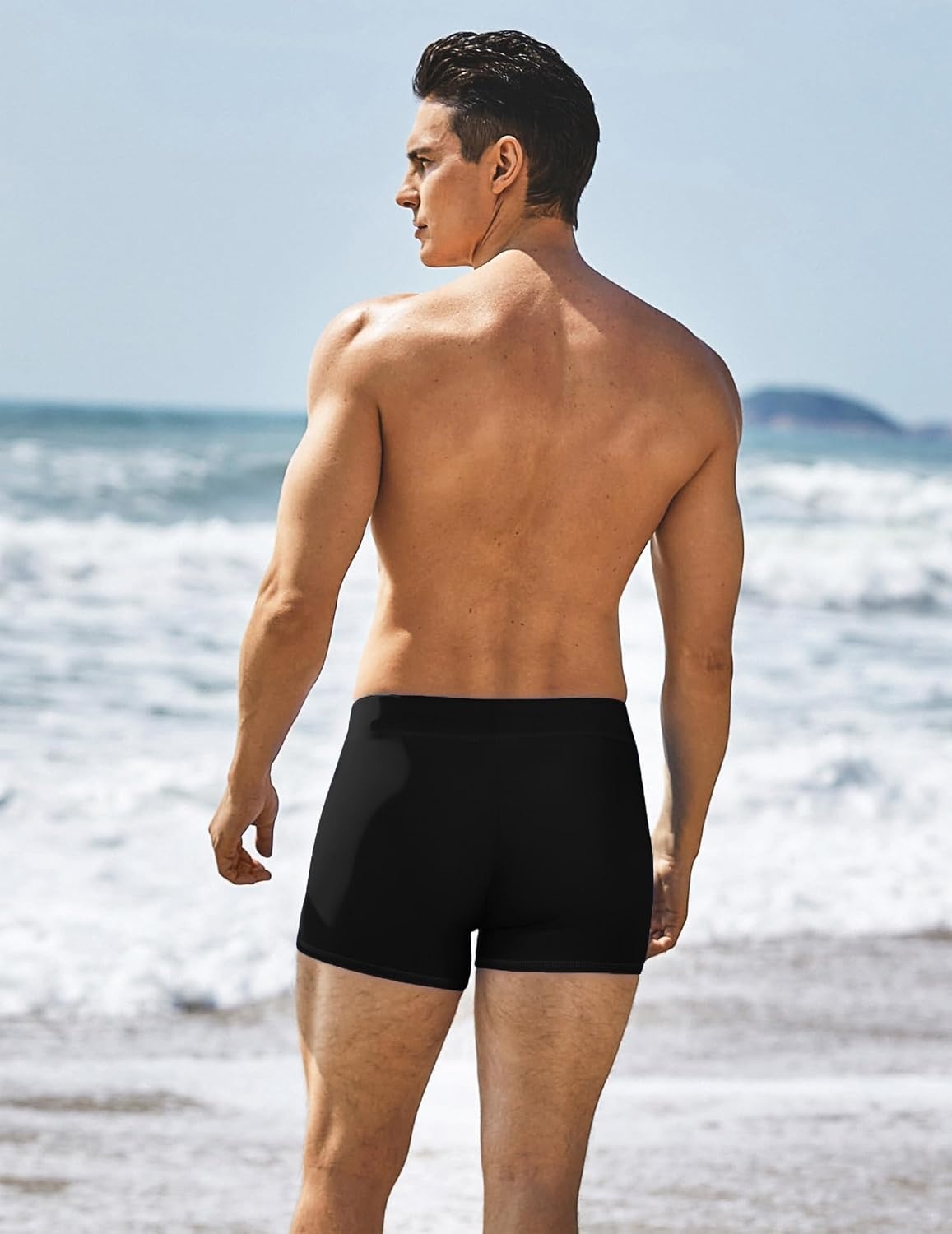 image:imageCOOFANDY Mens Square Leg Swim Briefs Tight Swim Trunks Swimsuit Athletic Bathing Suit Swimwear with LinerA Solid Black