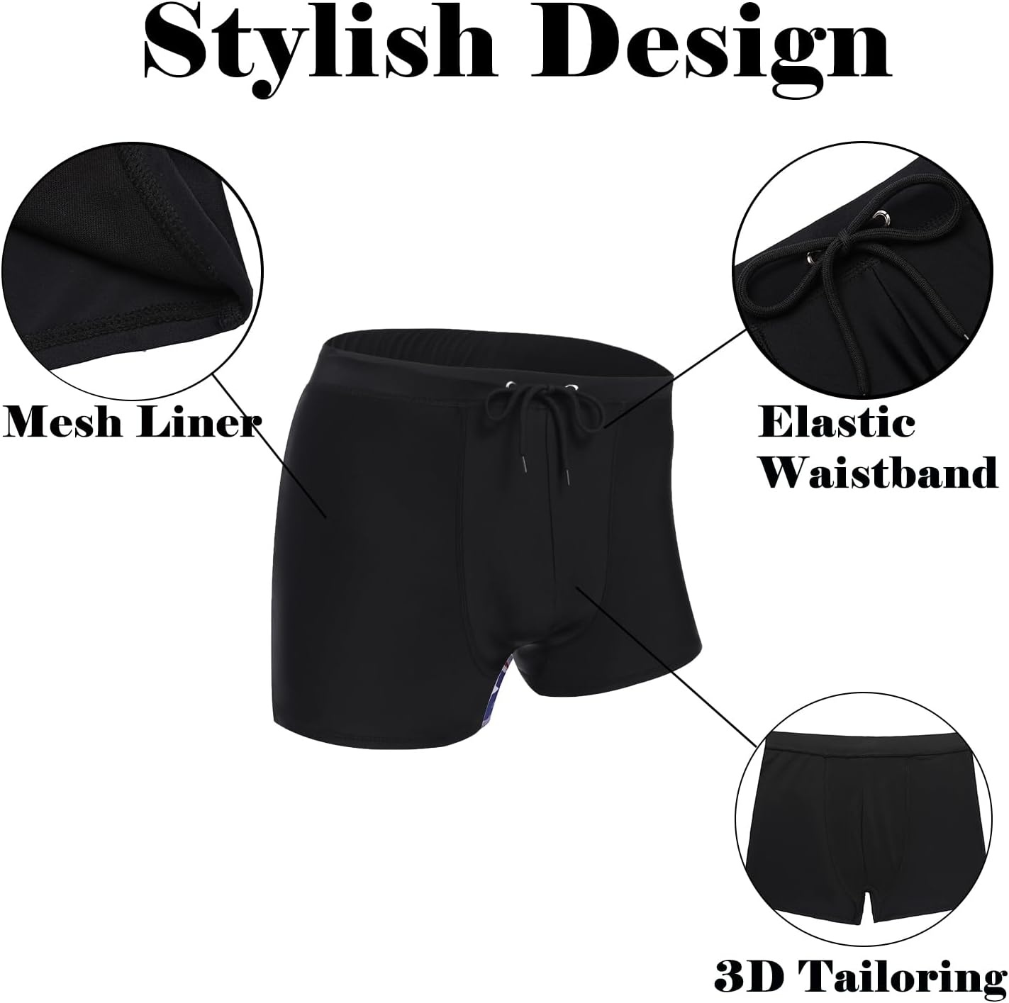 image:imageCOOFANDY Mens Square Leg Swim Briefs Tight Swim Trunks Swimsuit Athletic Bathing Suit Swimwear with LinerA Solid Black