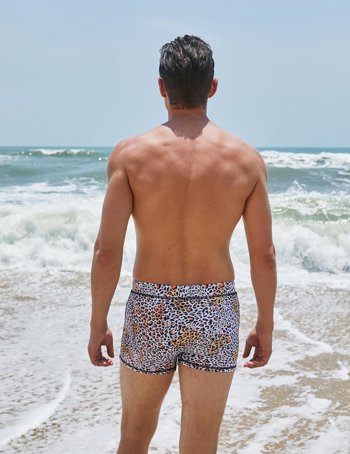 image:imageCOOFANDY Mens Square Leg Swim Briefs Tight Swim Trunks Swimsuit Athletic Bathing Suit Swimwear with LinerPattern11 Leopard Print