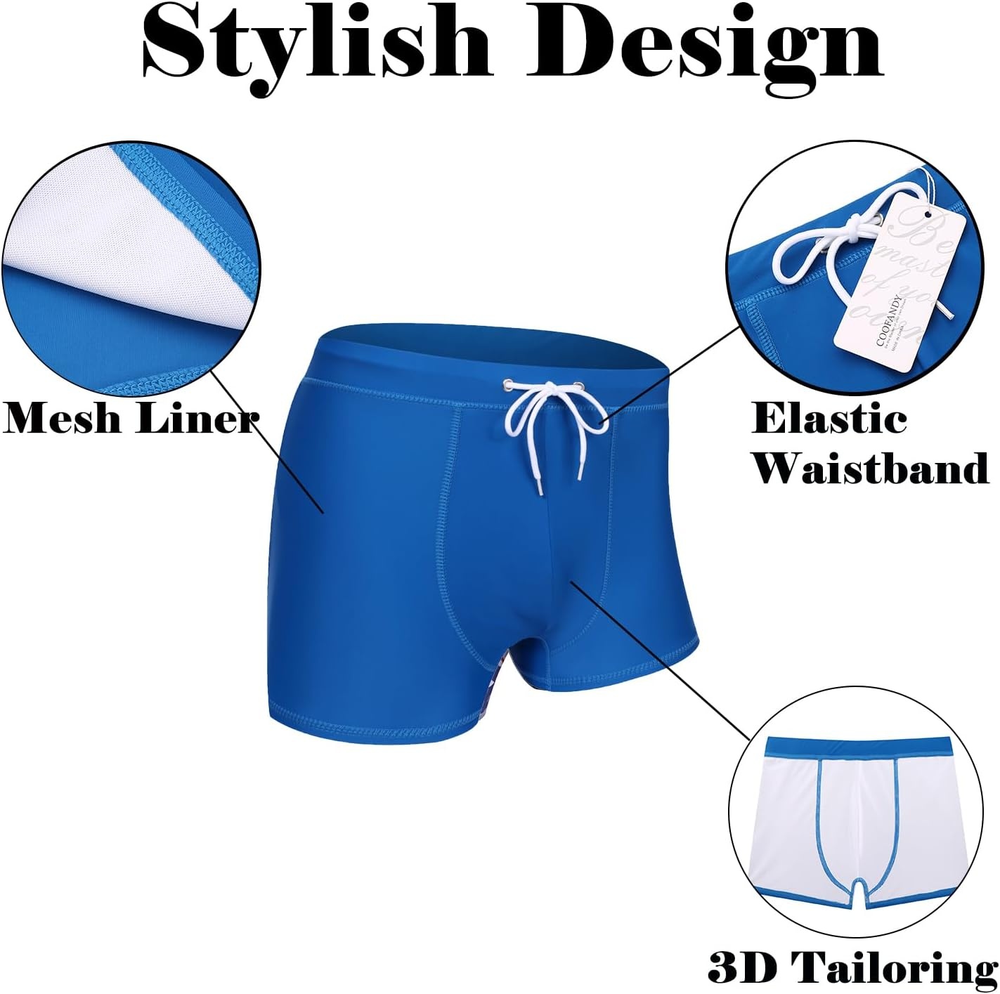 image:imageCOOFANDY Mens Square Leg Swim Briefs Tight Swim Trunks Swimsuit Athletic Bathing Suit Swimwear with LinerSolid Deep Sky Blue