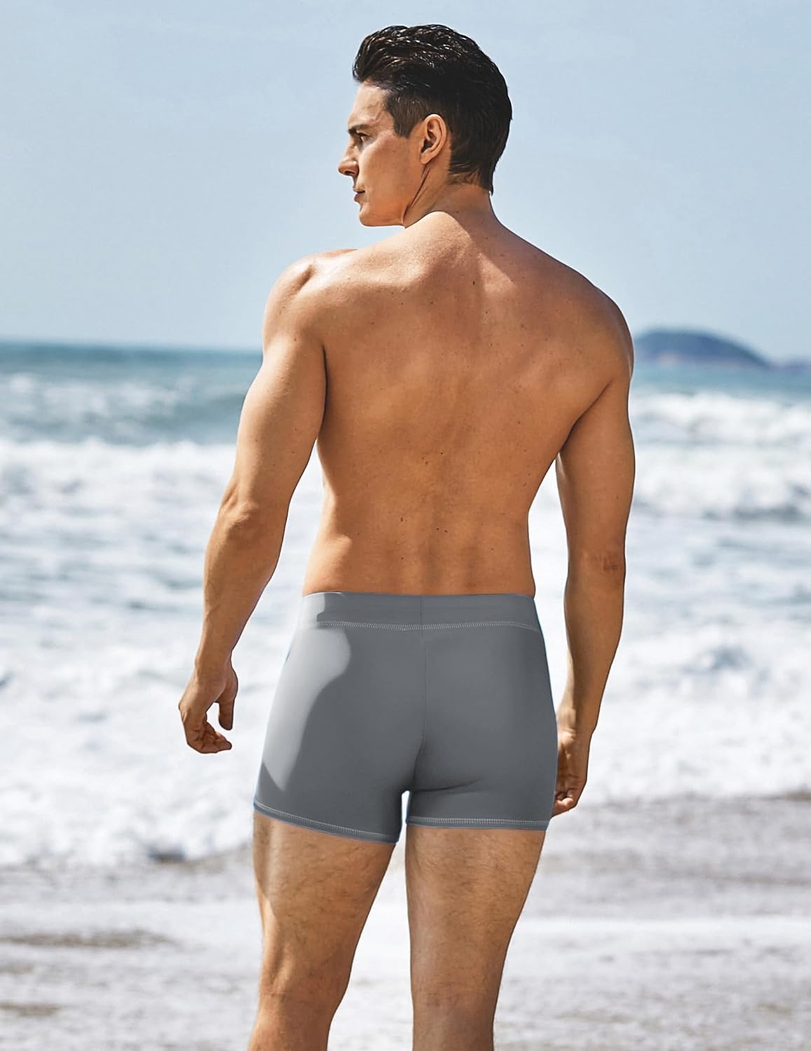 image:imageCOOFANDY Mens Square Leg Swim Briefs Tight Swim Trunks Swimsuit Athletic Bathing Suit Swimwear with LinerSolid Grey