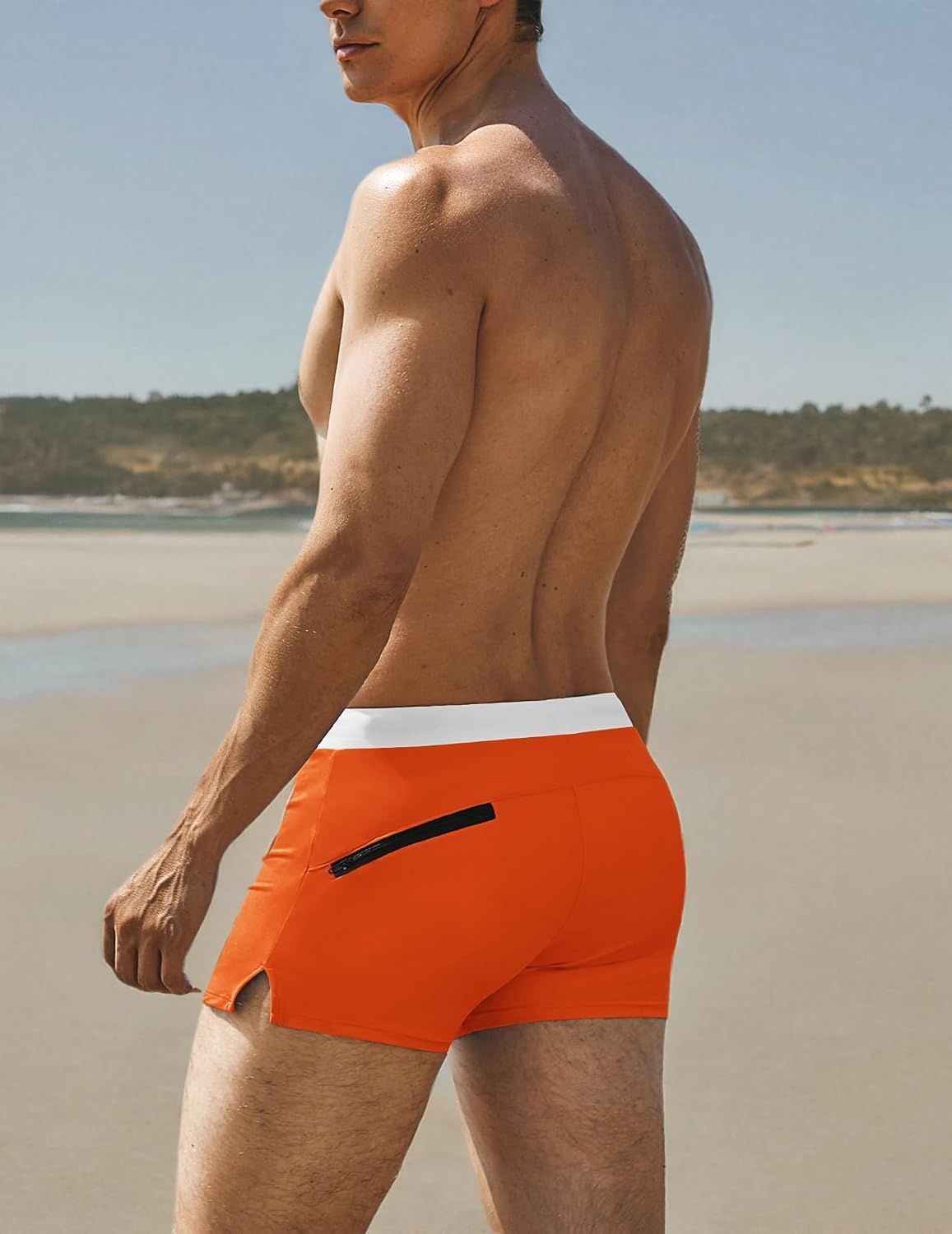 image:imageCOOFANDY Mens Square Leg Swim Briefs Tight Swim Trunks Swimsuit Athletic Bathing Suit Swimwear with LinerZ Orange