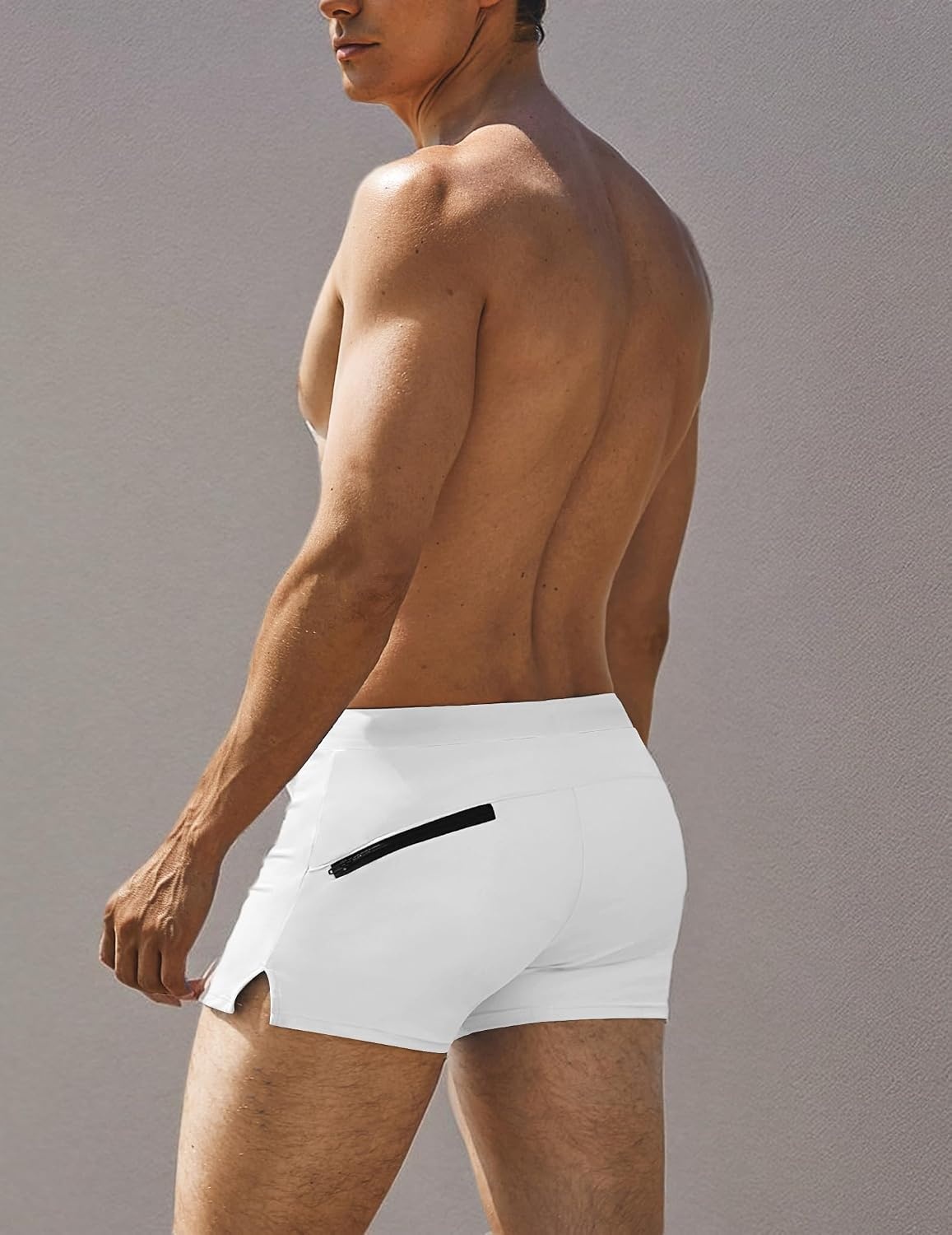 image:imageCOOFANDY Mens Square Leg Swim Briefs Tight Swim Trunks Swimsuit Athletic Bathing Suit Swimwear with LinerZ White