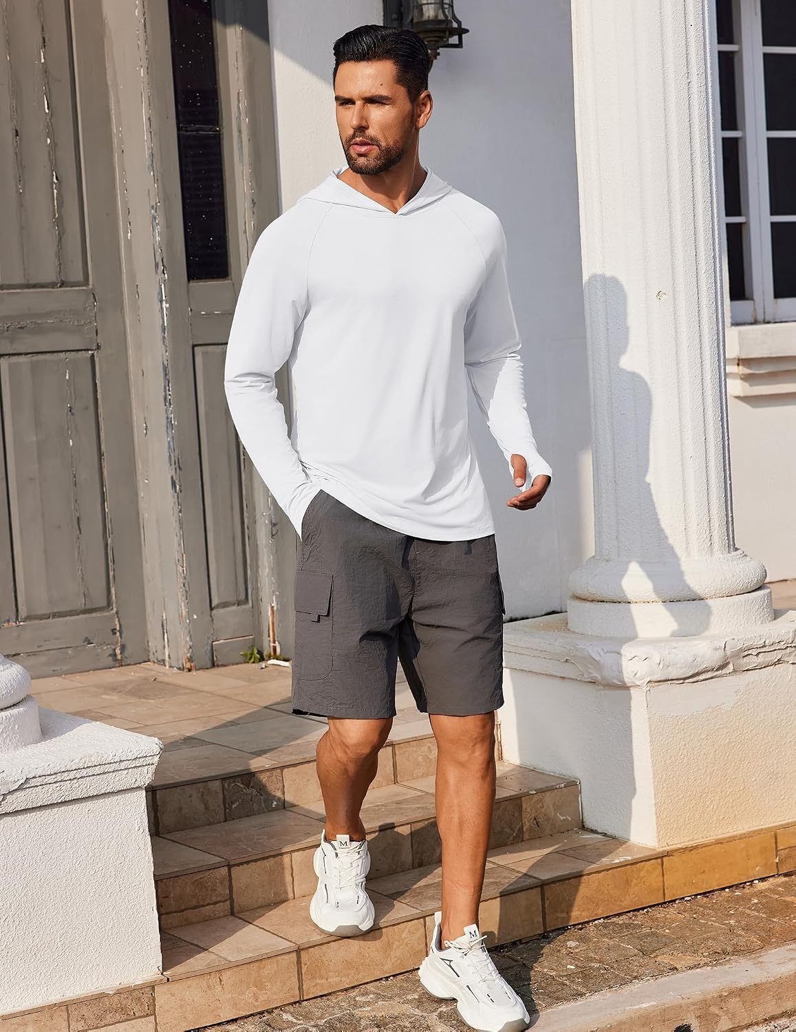image:imageCOOFANDY Mens UPF 50 Hoodie Shirts Long Sleeve Rash Guard Sun Protection Fishing Shirts Lightweight Quick Dry Hoodies2 Packblackwhite