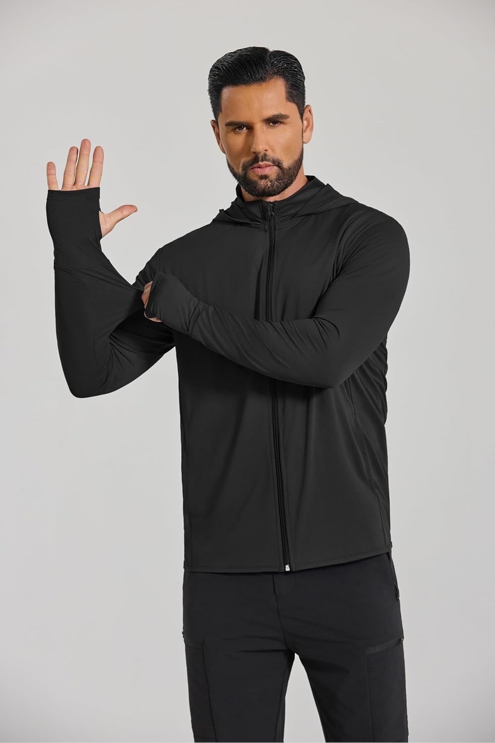 image:imageCOOFANDY Mens UPF 50 Sun Protection Lightweight Full Zip Hoodie Jacket Long Sleeve Fishing Hiking Performance ShirtBlack