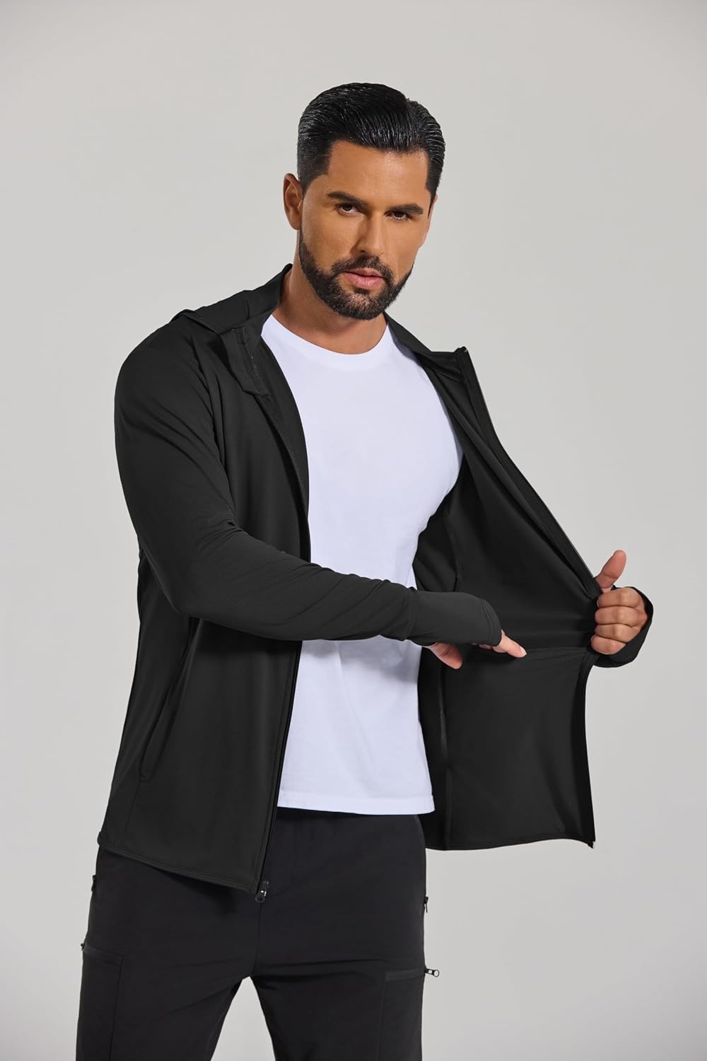 image:imageCOOFANDY Mens UPF 50 Sun Protection Lightweight Full Zip Hoodie Jacket Long Sleeve Fishing Hiking Performance ShirtBlack