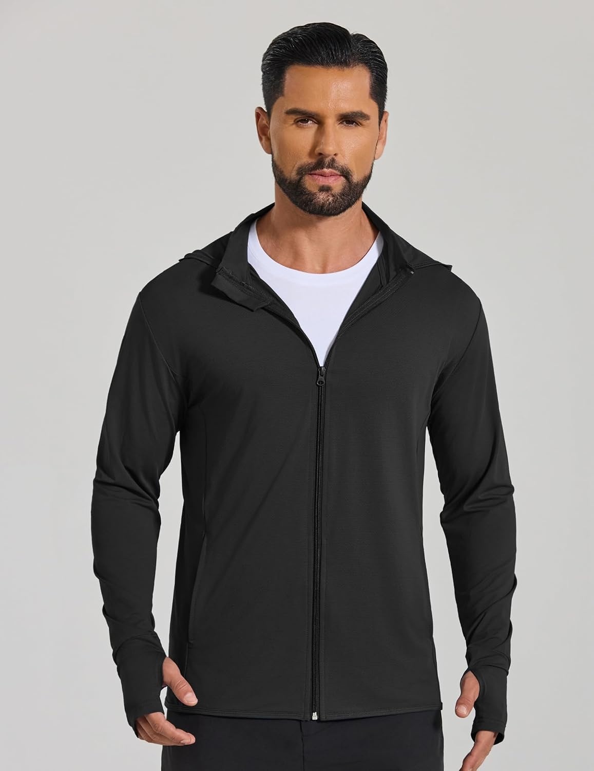 image:imageCOOFANDY Mens UPF 50 Sun Protection Lightweight Full Zip Hoodie Jacket Long Sleeve Fishing Hiking Performance ShirtBlack