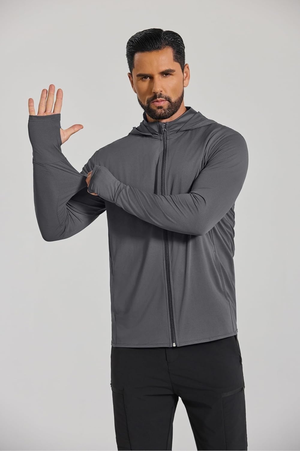image:imageCOOFANDY Mens UPF 50 Sun Protection Lightweight Full Zip Hoodie Jacket Long Sleeve Fishing Hiking Performance ShirtDark Grey