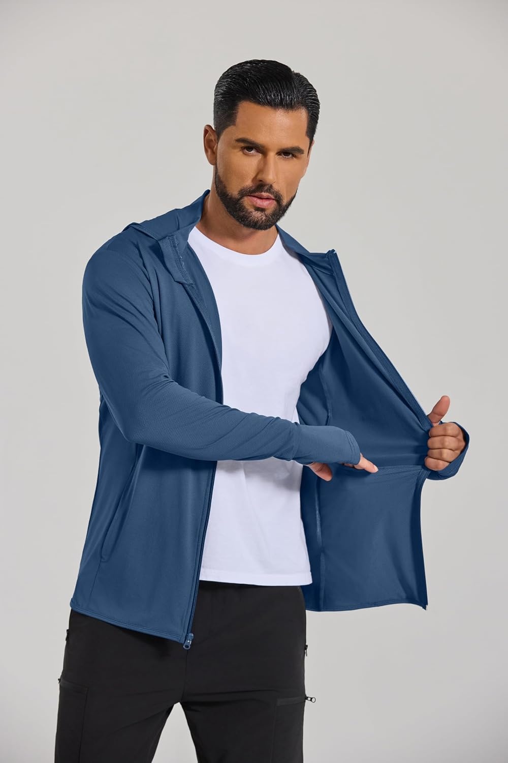 image:imageCOOFANDY Mens UPF 50 Sun Protection Lightweight Full Zip Hoodie Jacket Long Sleeve Fishing Hiking Performance ShirtNavy Blue