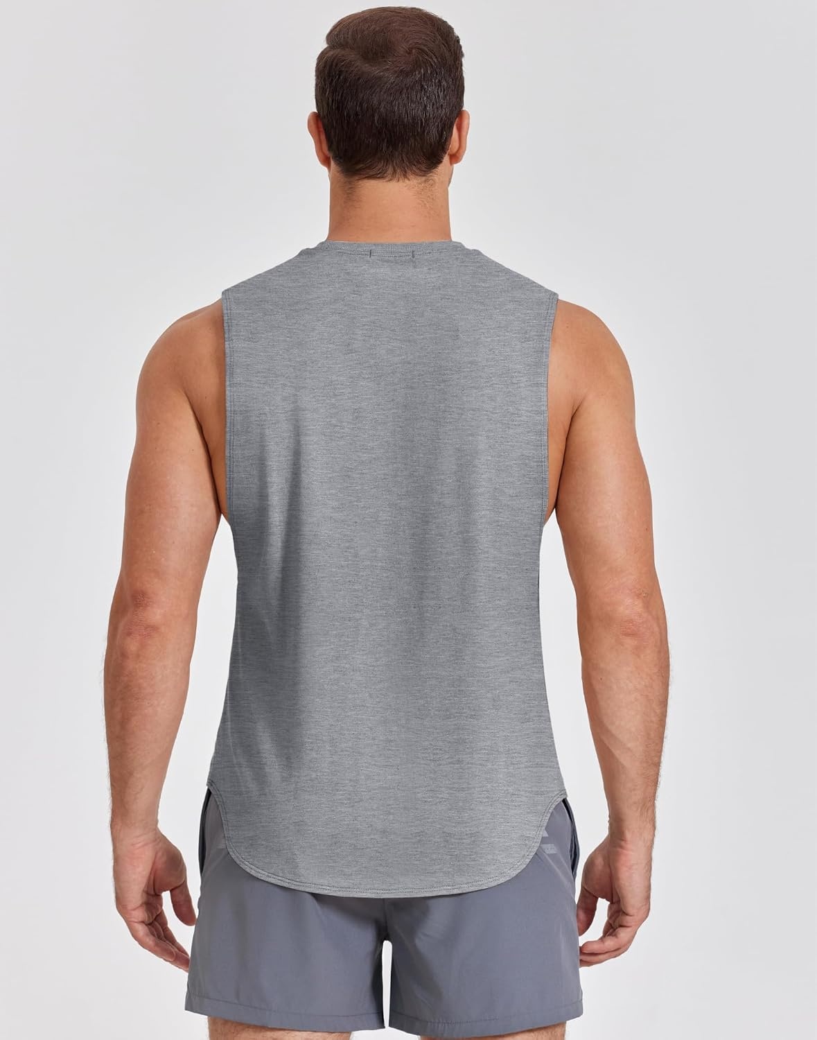 image:imageCOOFANDY Mens Workout Tank Tops Cotton Cut Off Sleeveless Muscle Shirts Gym Athletic Running T ShirtLight Heather Gray