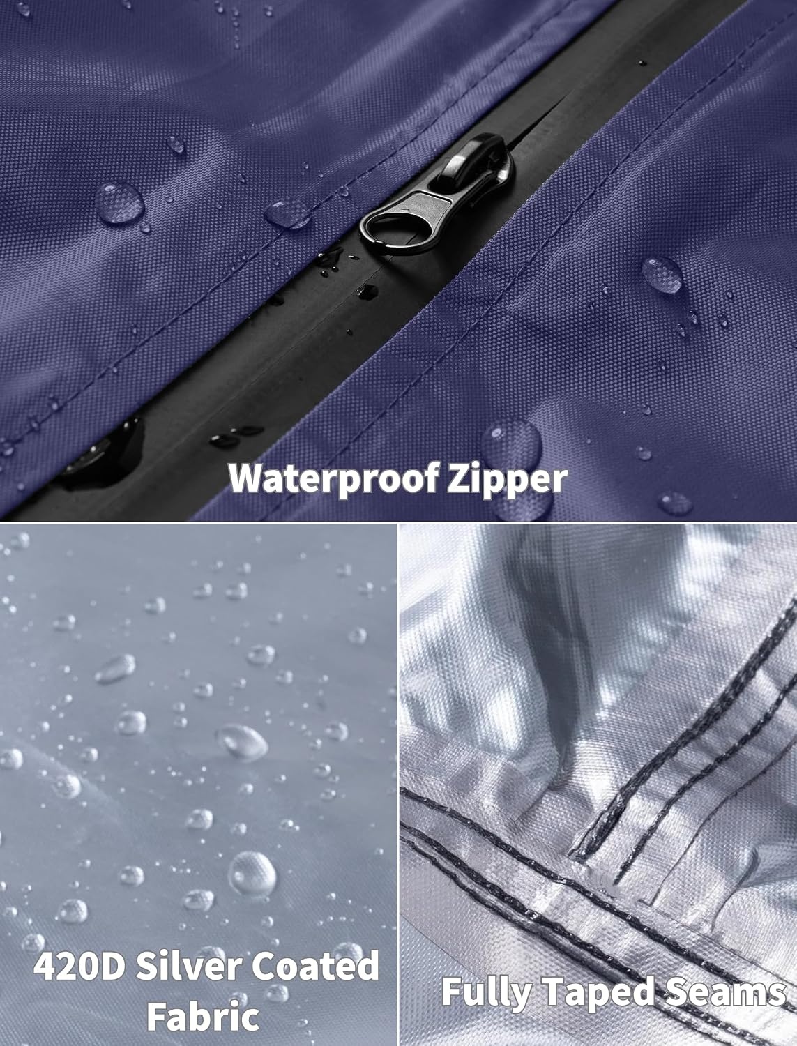 image:imageCOOFANDY Rain Ponchos for Adults Full Zip Lightweight Rain Jackets Waterproof Packable Raincoats with Hood Hiking CampingNavy Blue