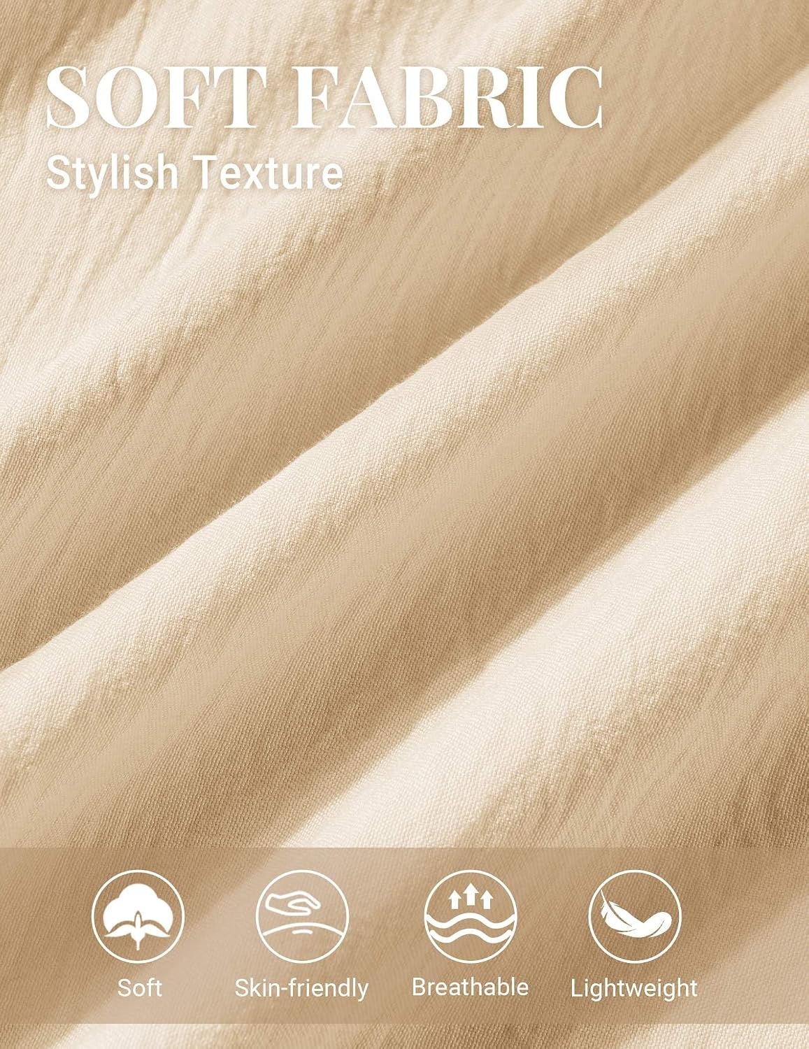 image:imageCOOFANDY Shirts for Mens Button Down Short Sleeve Shirts Casual Summer Beach Textured Shirts with PocketBeige