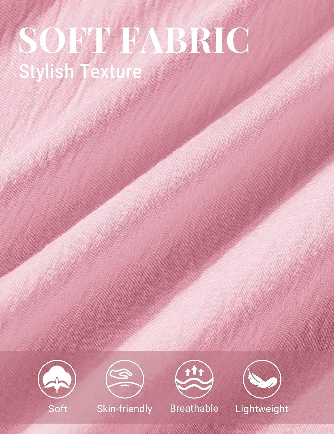 image:imageCOOFANDY Shirts for Mens Button Down Short Sleeve Shirts Casual Summer Beach Textured Shirts with PocketPink