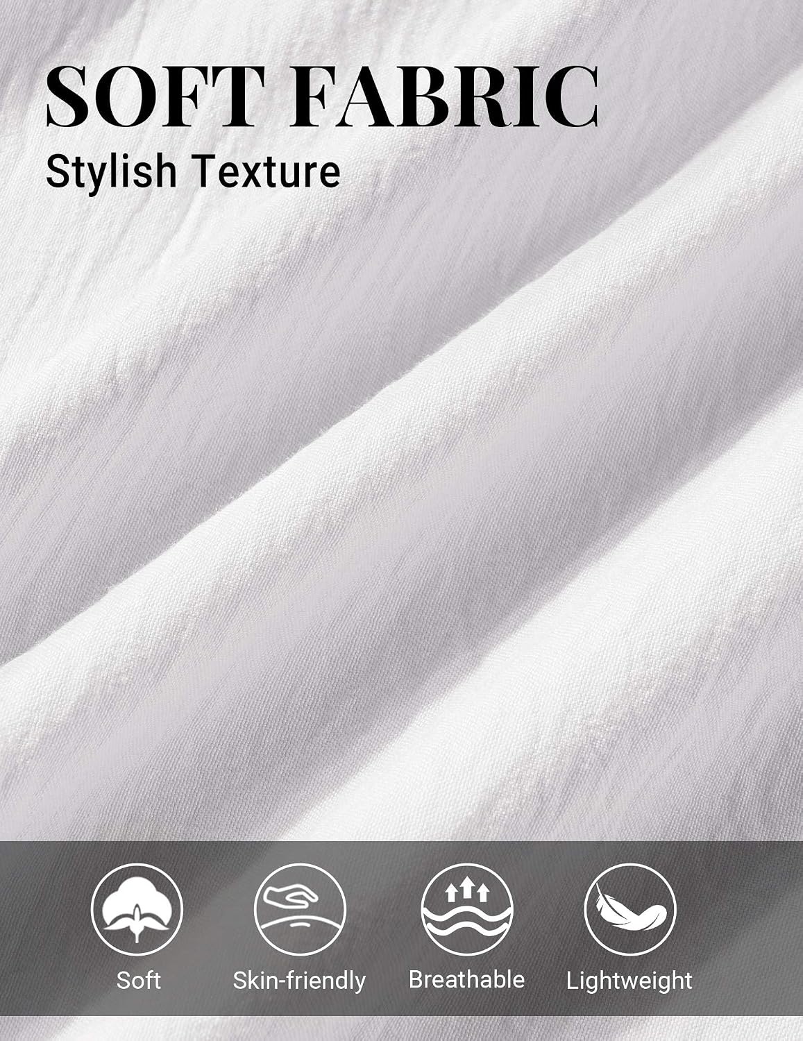 image:imageCOOFANDY Shirts for Mens Button Down Short Sleeve Shirts Casual Summer Beach Textured Shirts with PocketWhite