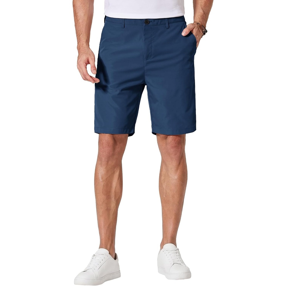 image:imageCOOFANDY Mens Casual Shorts 9 Inch Flat Front Lightweight Summer Beach Vacation Shorts with 4 PocketsNavy