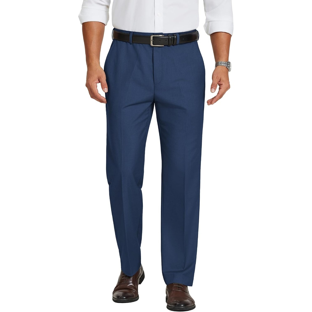 image:imageCOOFANDY Mens Dress Pants Classic Fit Flat Front Suit Pants Expandable Waist Straight Dress SlacksBlue
