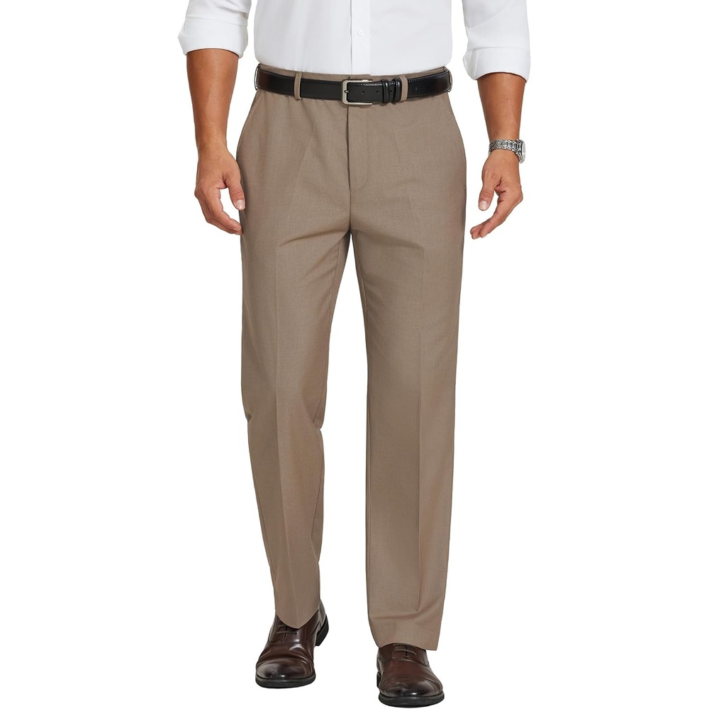 image:imageCOOFANDY Mens Dress Pants Classic Fit Flat Front Suit Pants Expandable Waist Straight Dress SlacksKhaki