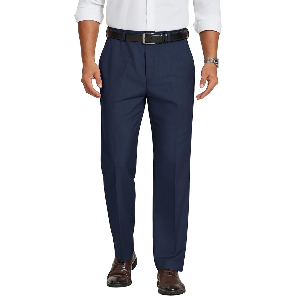 image:imageCOOFANDY Mens Dress Pants Classic Fit Flat Front Suit Pants Expandable Waist Straight Dress SlacksNavy Blue