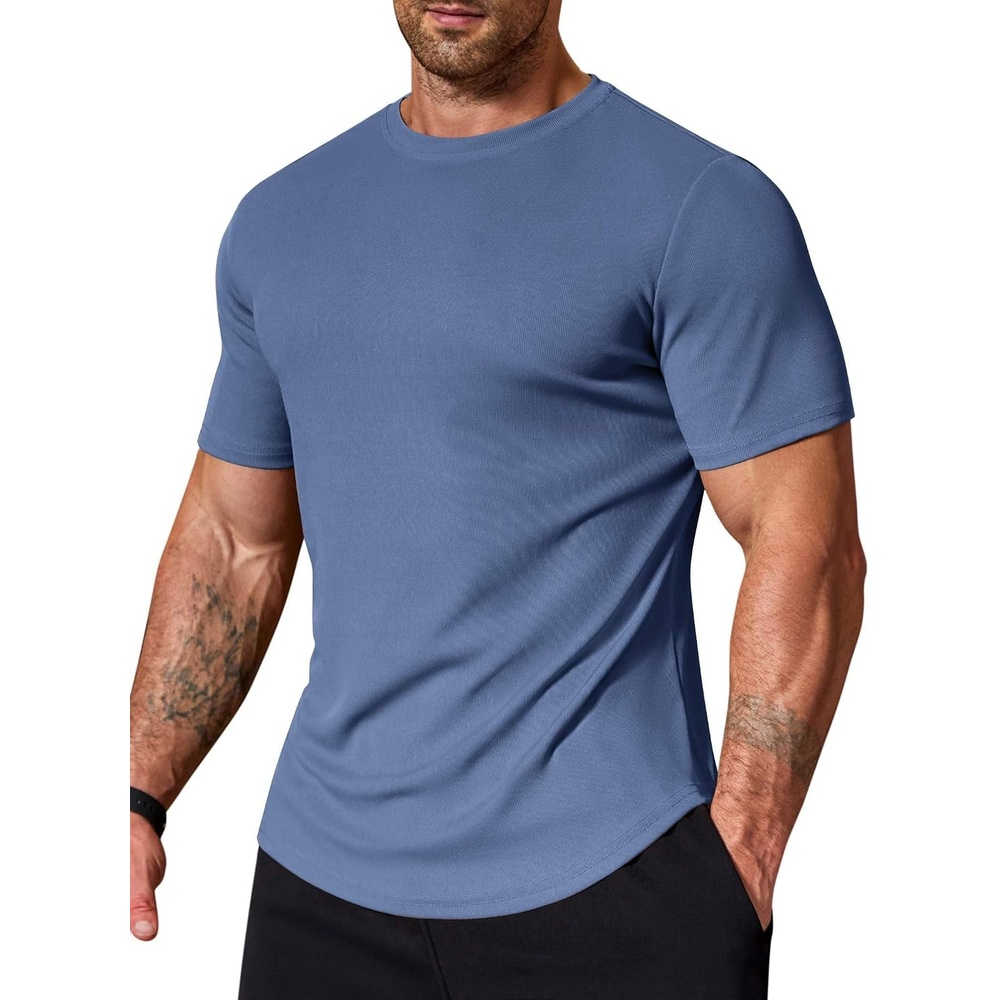 image:imageCOOFANDY Mens Muscle T Shirts Short Sleeve Slim Fit Tshirts Gym Workout Athletic Crewneck ShirtBlue