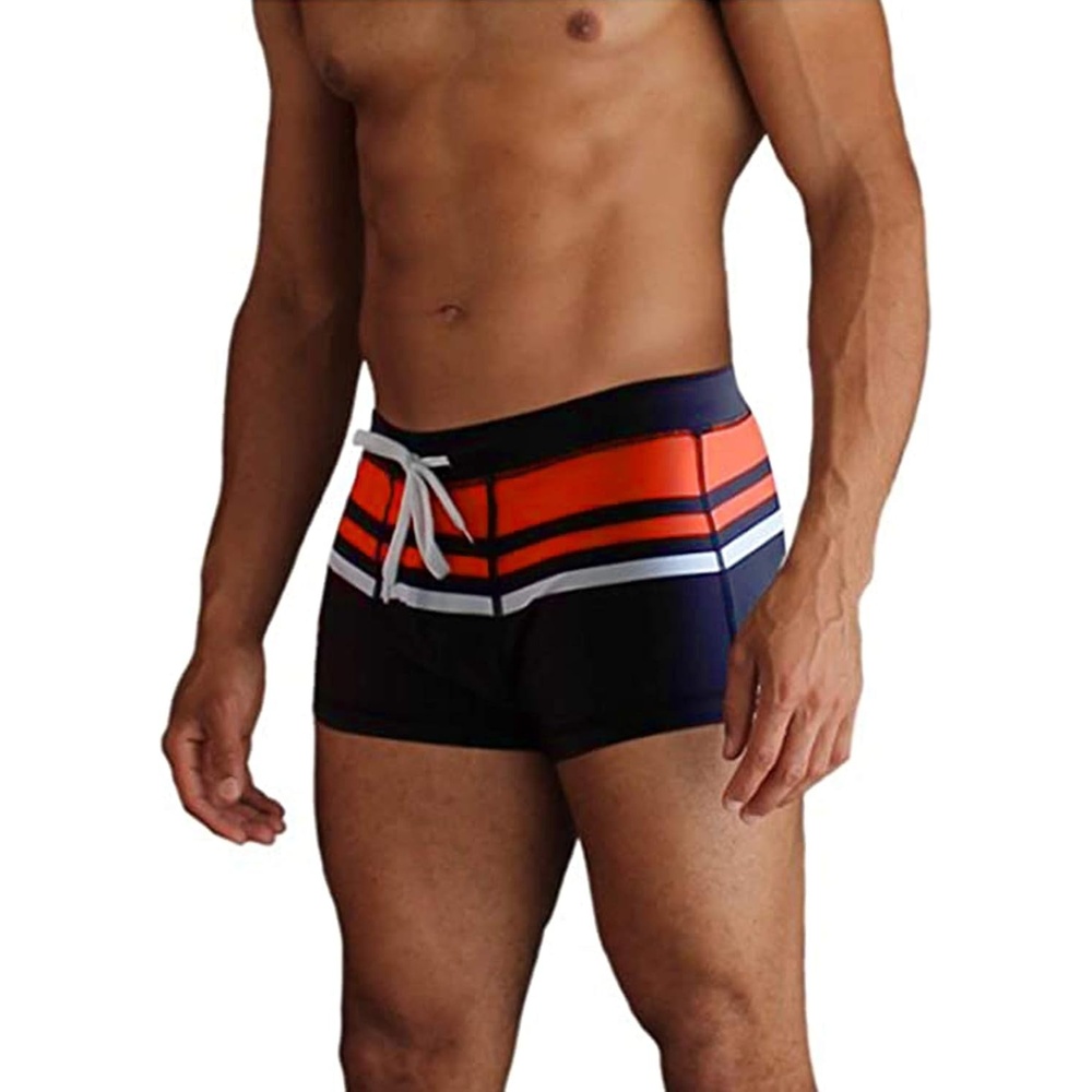 image:imageCOOFANDY Mens Square Leg Swim Briefs Tight Swim Trunks Swimsuit Athletic Bathing Suit Swimwear with LinerA Pattern3 Navy Blue Orange Racer