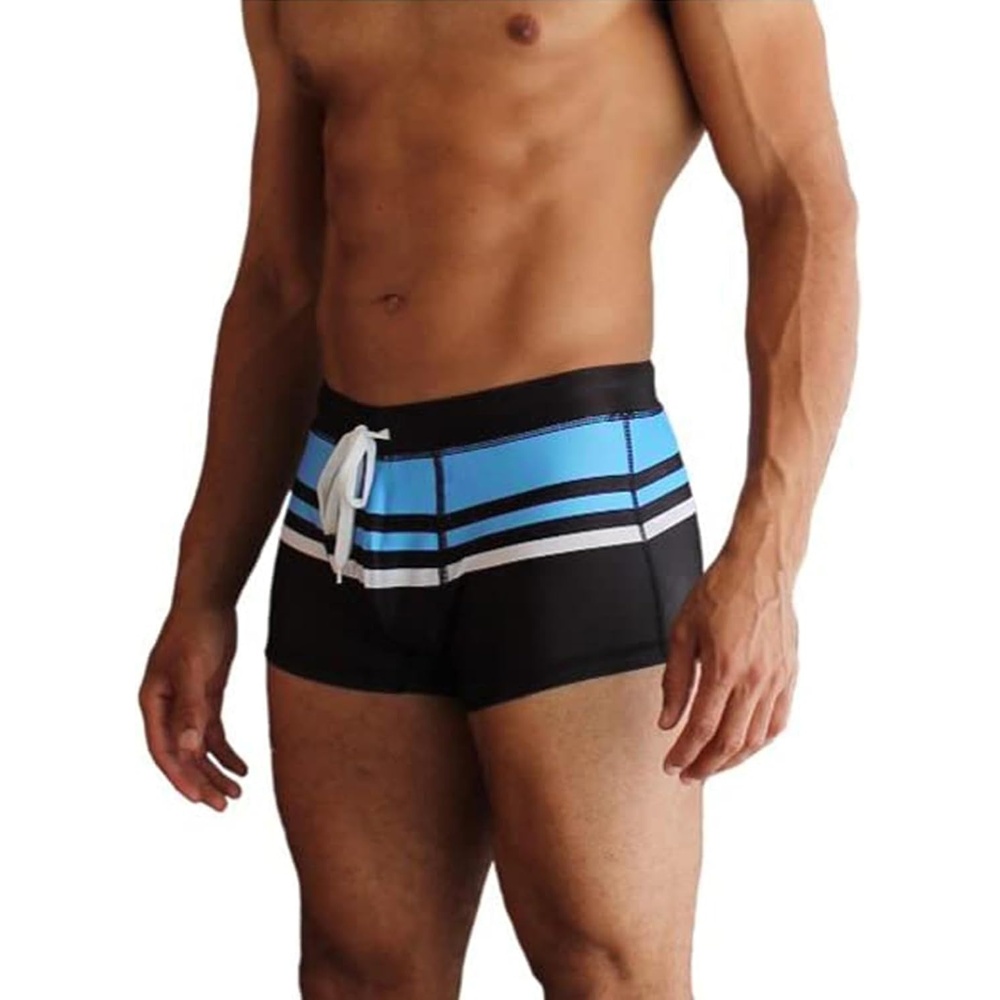 image:imageCOOFANDY Mens Square Leg Swim Briefs Tight Swim Trunks Swimsuit Athletic Bathing Suit Swimwear with LinerA Pattern7 Navy Blue Blue Racer