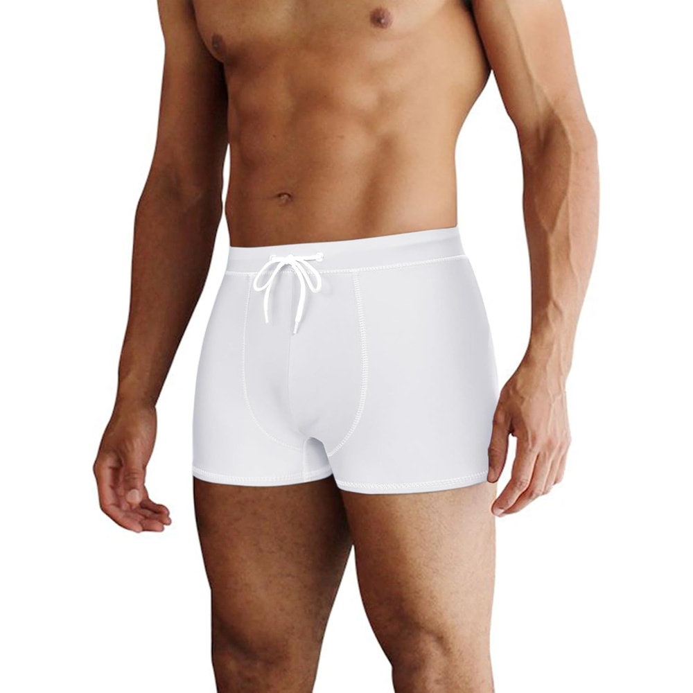 image:imageCOOFANDY Mens Square Leg Swim Briefs Tight Swim Trunks Swimsuit Athletic Bathing Suit Swimwear with LinerA Solid White