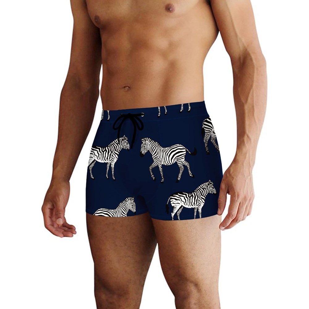 image:imageCOOFANDY Mens Square Leg Swim Briefs Tight Swim Trunks Swimsuit Athletic Bathing Suit Swimwear with LinerPattern Zebra