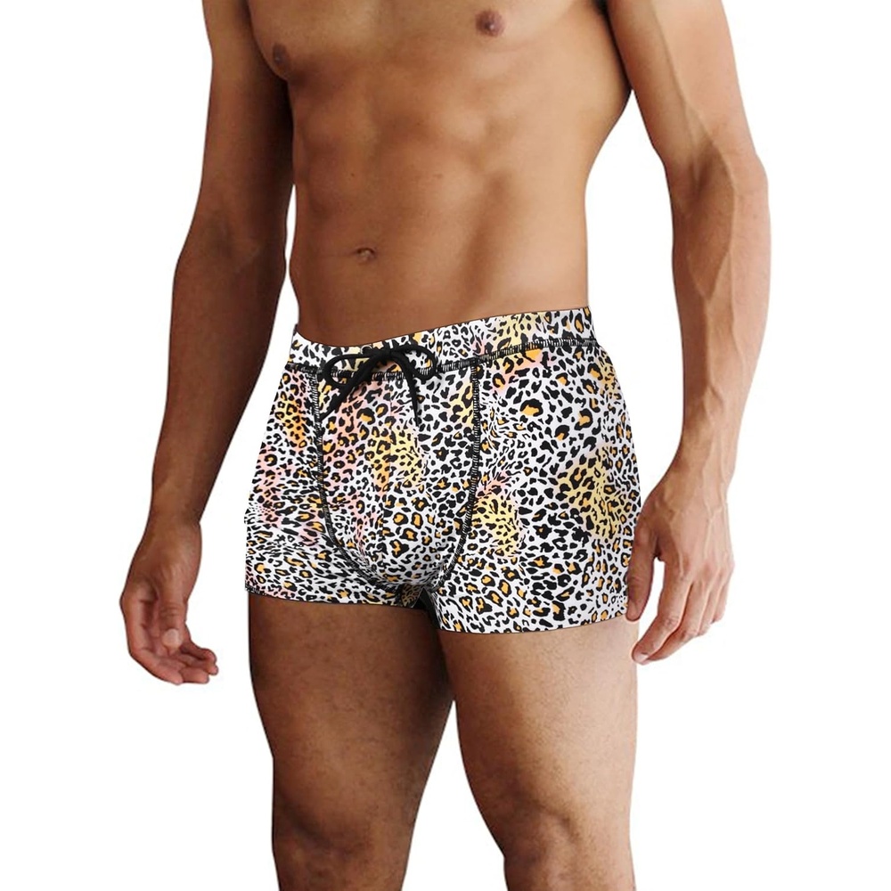 image:imageCOOFANDY Mens Square Leg Swim Briefs Tight Swim Trunks Swimsuit Athletic Bathing Suit Swimwear with LinerPattern11 Leopard Print