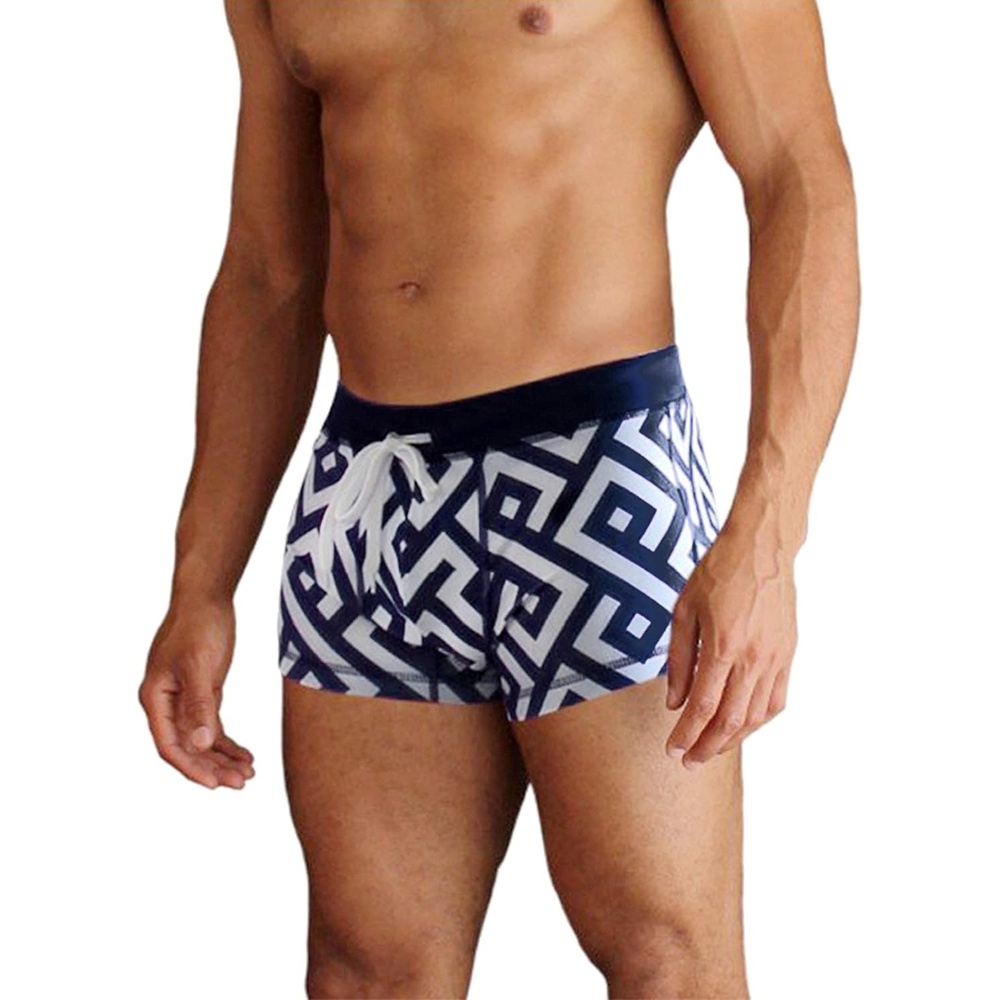 image:imageCOOFANDY Mens Square Leg Swim Briefs Tight Swim Trunks Swimsuit Athletic Bathing Suit Swimwear with LinerPattern2 Navy Blue Key